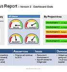 The Status Report Template has a selection, including dashboard template