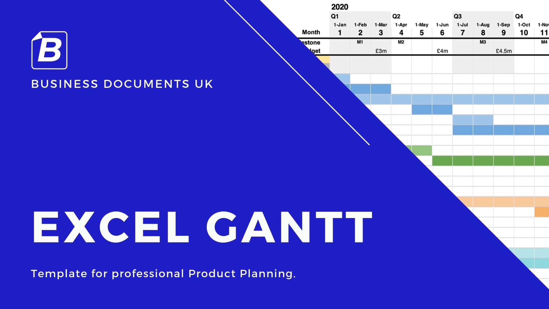 Excel Gantt Chart Template - 1 year, 2 year, Multiple Workstreams