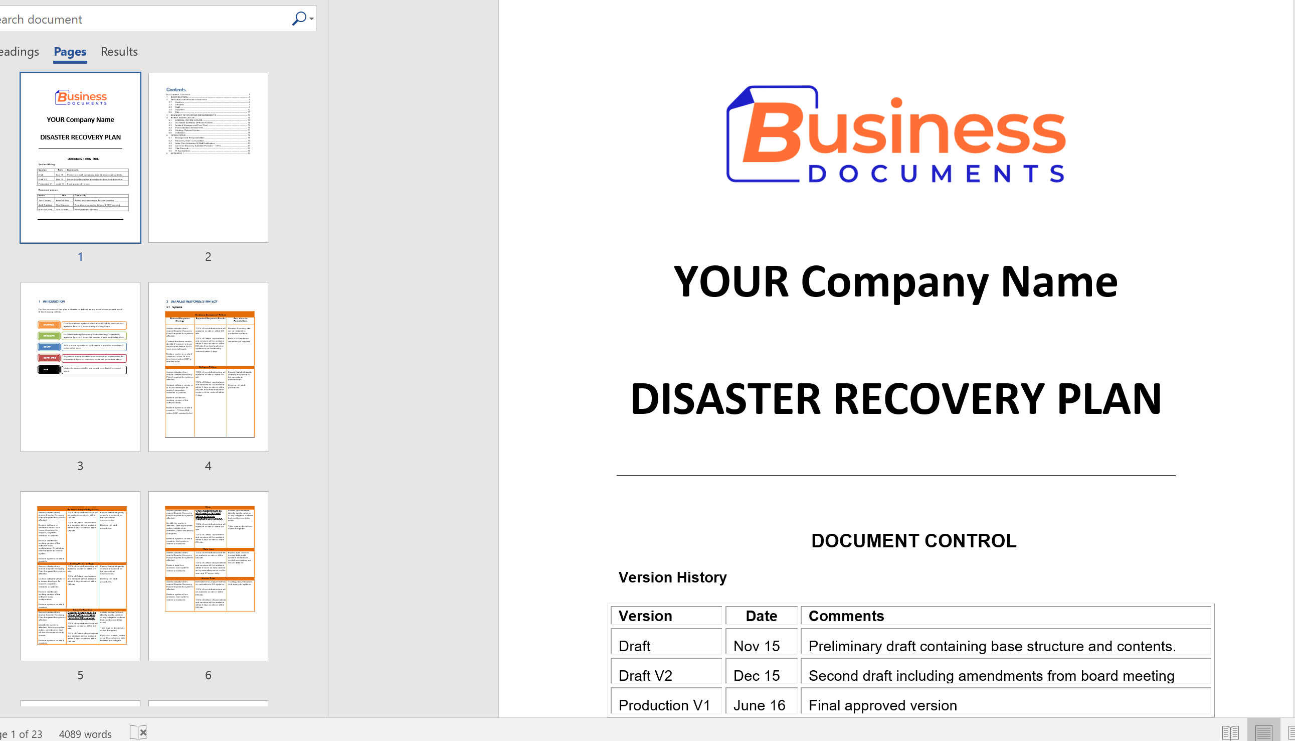 Disaster Recovery Plan Template Essential Cover.