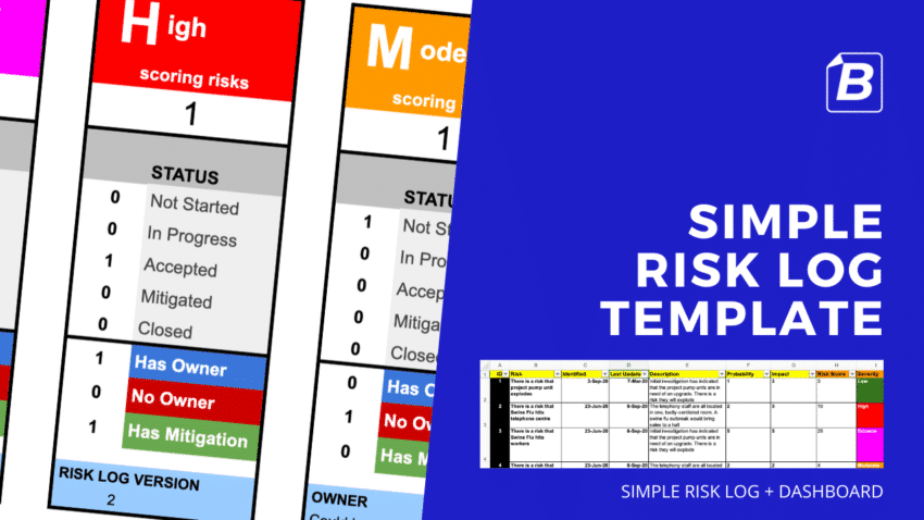 Simple Risk Log Template - List of Risks and Summary Dashboard