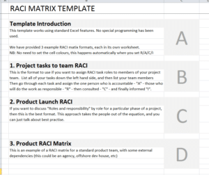 RACI Matrix Template help sheet