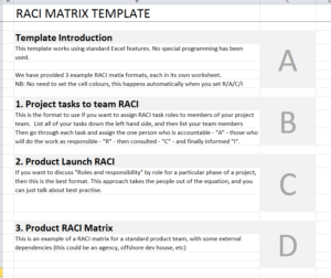 RACI Matrix Template help sheet