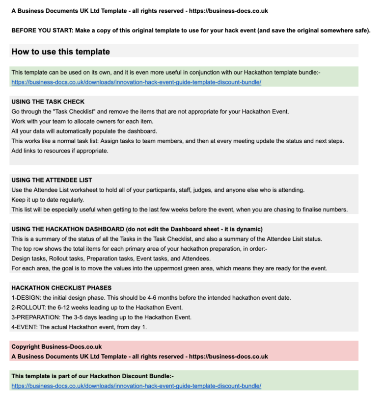 Hackathon Checklist Help Page